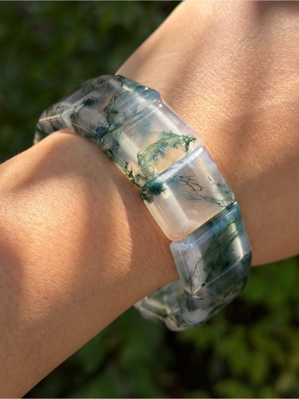 High Quality Translucent Moss Agate Soft Bangle 1661